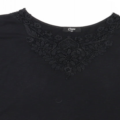 Womens UK Size 20 Emreco Black Basic T-Shirt