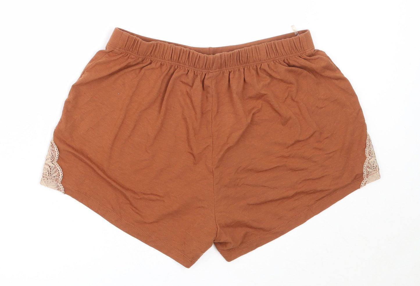 TU Womens Brown Solid Polyester Top Sleep Shorts Size 6