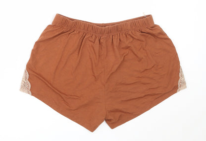 TU Womens Brown Solid Polyester Top Sleep Shorts Size 6