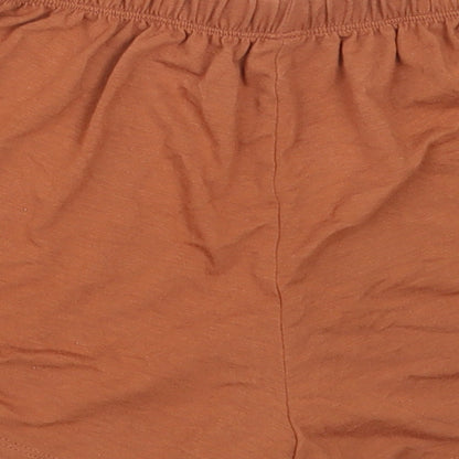 TU Womens Brown Solid Polyester Top Sleep Shorts Size 6
