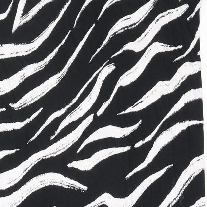 Marks and Spencer Womens Black Animal Print Viscose T-Shirt Dress  Size 10  V-Neck