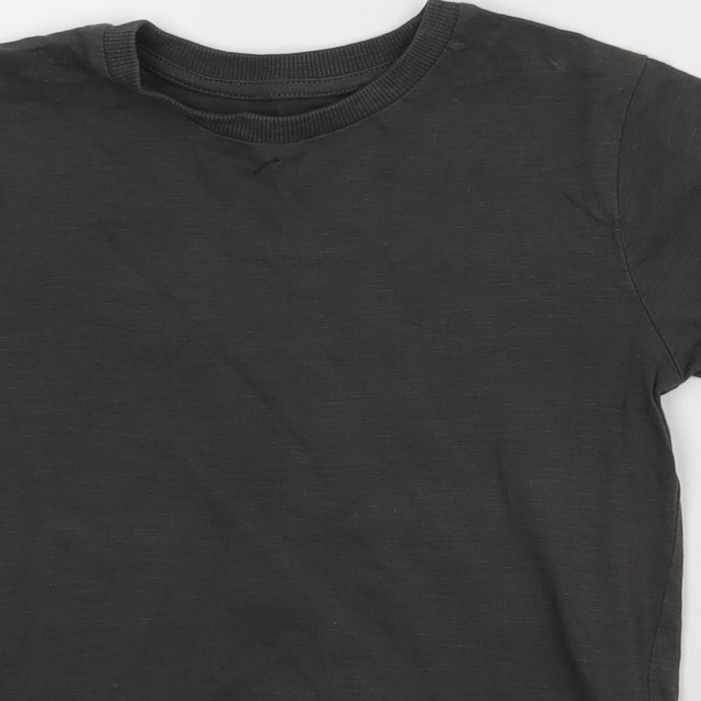 NEXT Boys Grey  Cotton Basic T-Shirt Size 4 Years Crew Neck Pullover
