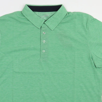 James & Nicholson Mens Green  Polyester  Polo Size L Collared Button