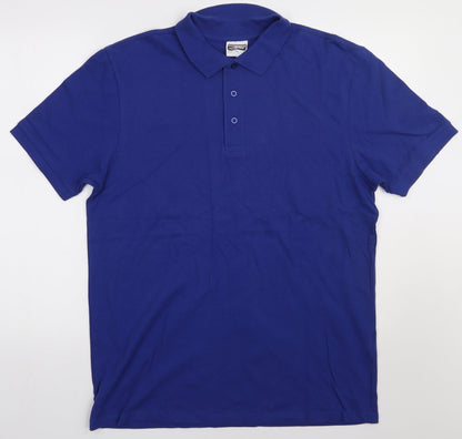 James & Nicholson Mens Blue  Cotton  Polo Size L Collared Button