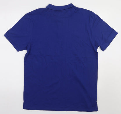 James & Nicholson Mens Blue  Cotton  Polo Size L Collared Button