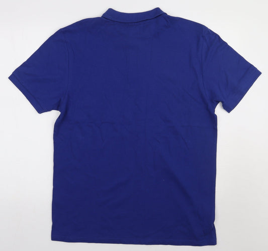 James & Nicholson Mens Blue  Cotton  Polo Size L Collared Button