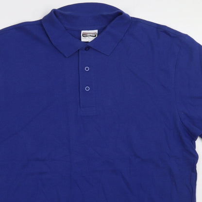 James & Nicholson Mens Blue  Cotton  Polo Size L Collared Button
