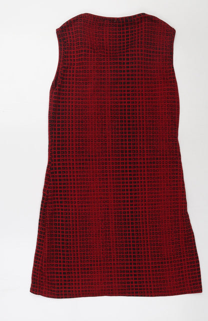 Select Womens Red Check Polyester Bodycon  Size 10  Crew Neck Pullover
