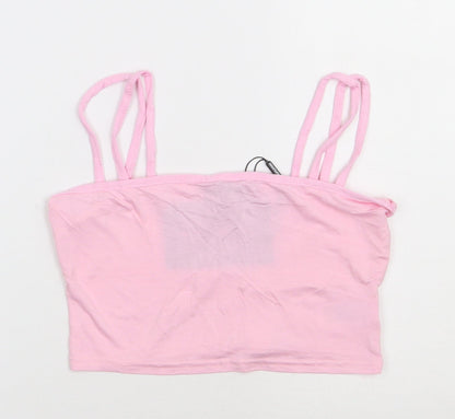 Womens UK Size 8 PRETTYLITTLETHING Pink Cropped Tank
