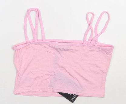 Womens UK Size 8 PRETTYLITTLETHING Pink Cropped Tank