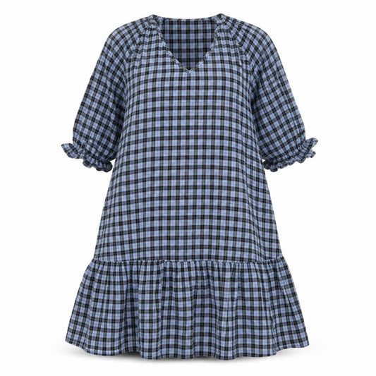 NEXT Womens Blue Check Cotton A-Line  Size 10  V-Neck Pullover
