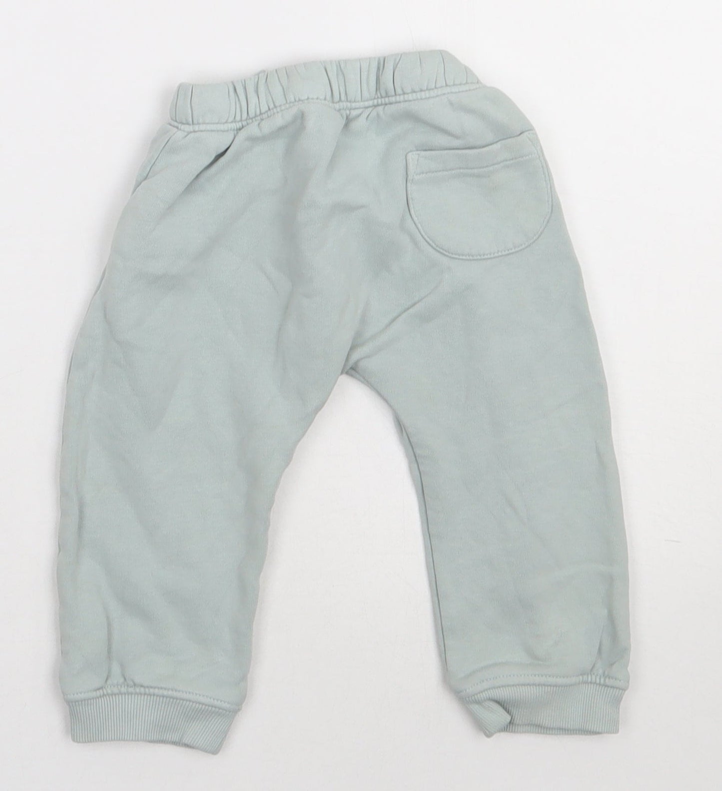 Marks and Spencer Girls Green  Cotton Jogger Trousers Size 12-18 Months  Tie - Car