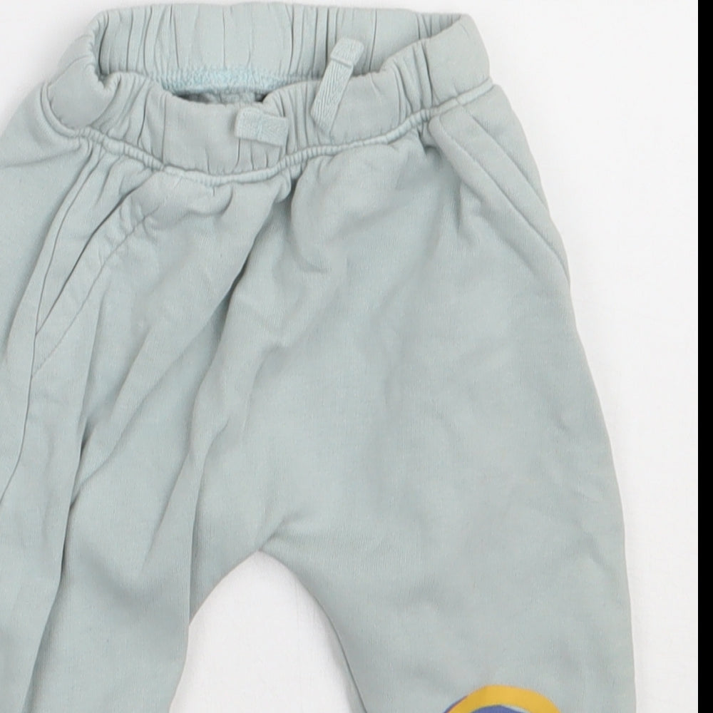 Marks and Spencer Girls Green  Cotton Jogger Trousers Size 12-18 Months  Tie - Car