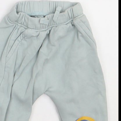 Marks and Spencer Girls Green  Cotton Jogger Trousers Size 12-18 Months  Tie - Car
