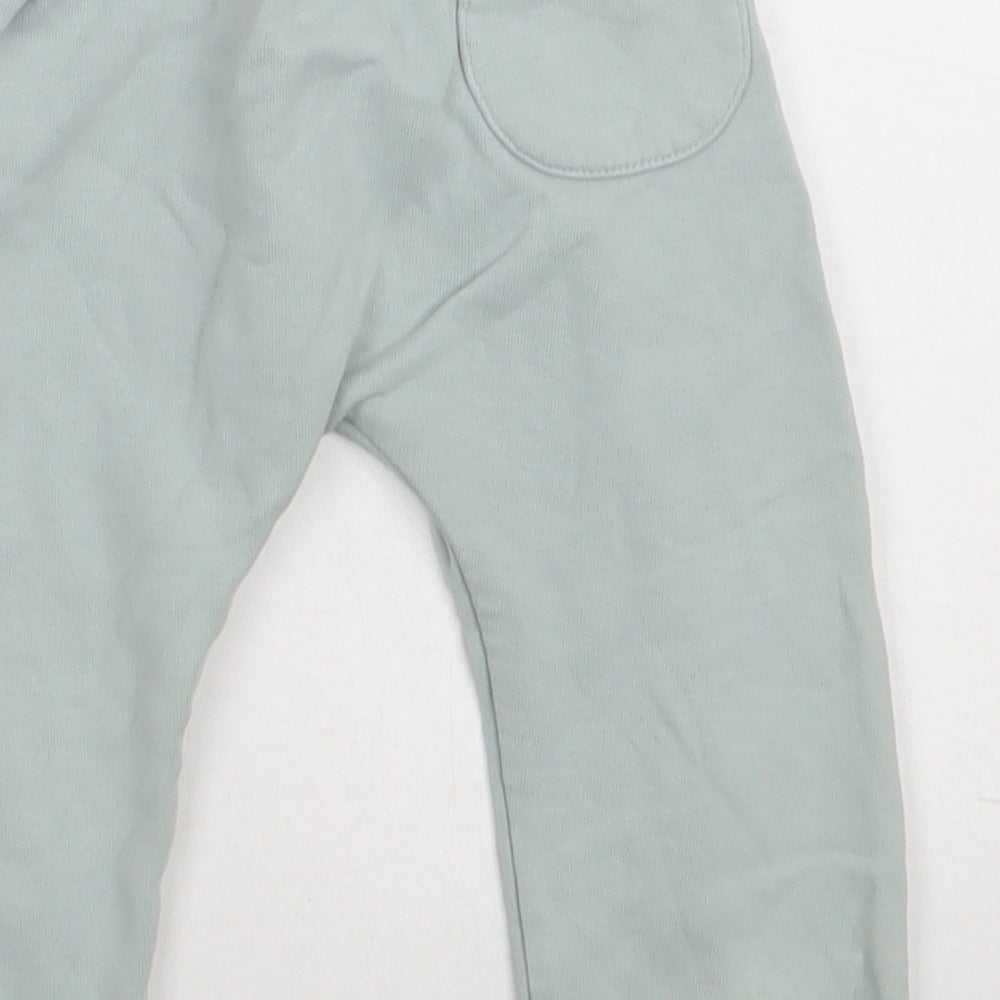 Marks and Spencer Girls Green  Cotton Jogger Trousers Size 12-18 Months  Tie - Car
