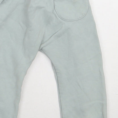 Marks and Spencer Girls Green  Cotton Jogger Trousers Size 12-18 Months  Tie - Car