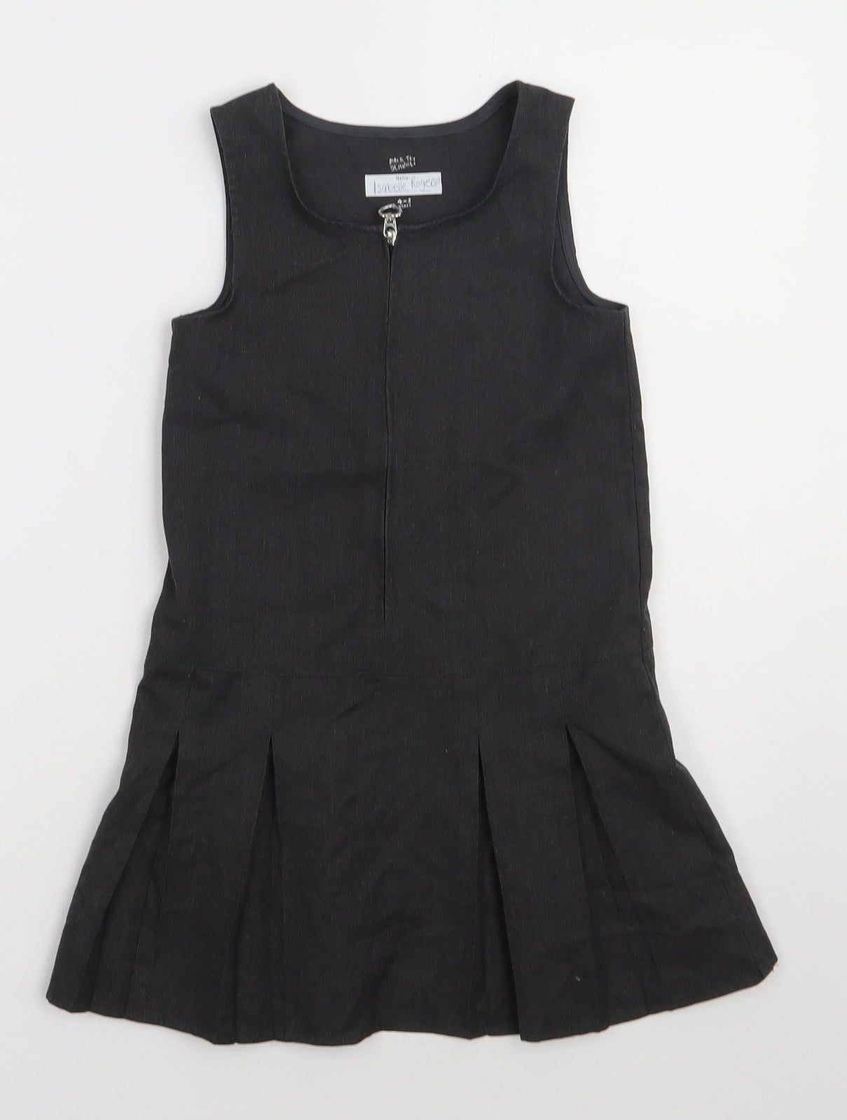 Preworn Girls Grey  Polyester A-Line  Size 4-5 Years  Scoop Neck Zip - school Wear