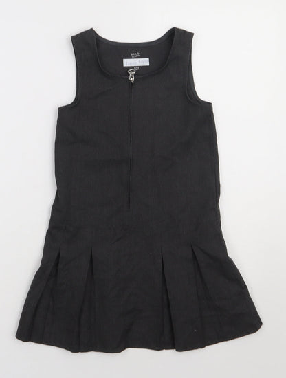 Preworn Girls Grey  Polyester A-Line  Size 4-5 Years  Scoop Neck Zip - school Wear