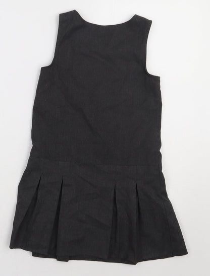 Preworn Girls Grey  Polyester A-Line  Size 4-5 Years  Scoop Neck Zip - school Wear