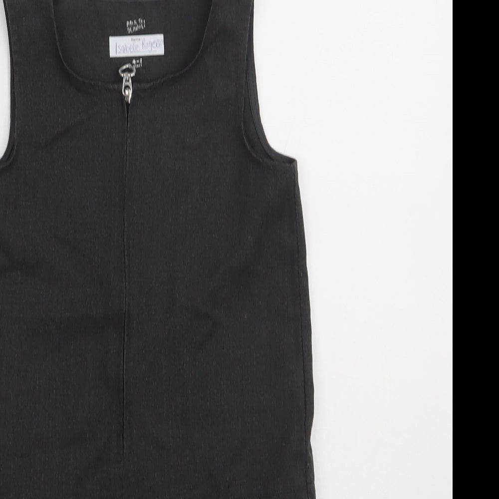 Preworn Girls Grey  Polyester A-Line  Size 4-5 Years  Scoop Neck Zip - school Wear