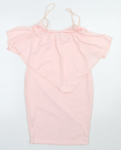 Preworn Womens Pink  Polyester Bodycon  Size 8  Square Neck Pullover