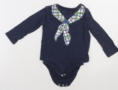 Lupilu Baby Blue Geometric Cotton Babygrow One-Piece Size 6-9 Months  Buckle