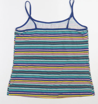 Matalan Womens Multicoloured Striped Cotton Basic Tank Size 16 Scoop Neck