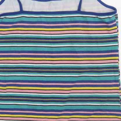 Matalan Womens Multicoloured Striped Cotton Basic Tank Size 16 Scoop Neck