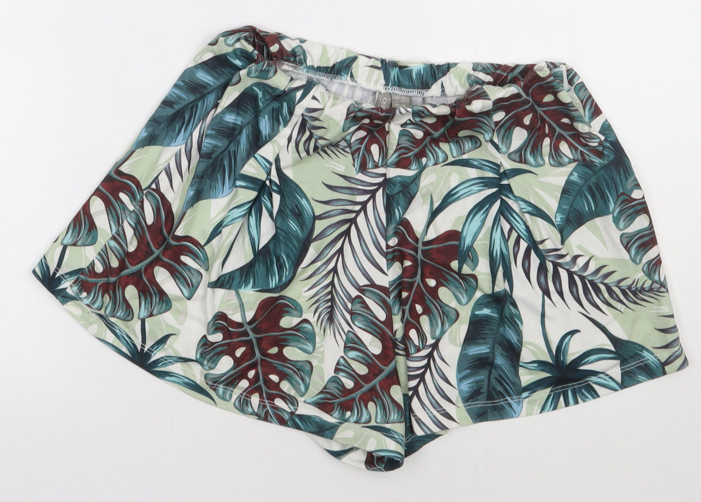 ASOS Womens Green Geometric Polyester Sweat Shorts Size 8 L3 in Regular