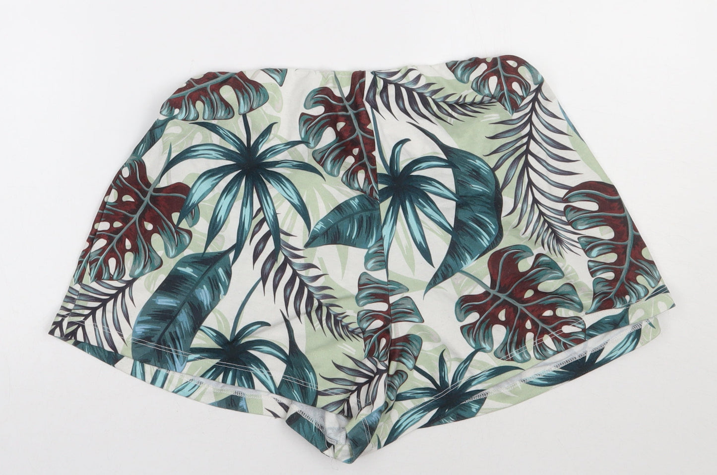 ASOS Womens Green Geometric Polyester Sweat Shorts Size 8 L3 in Regular