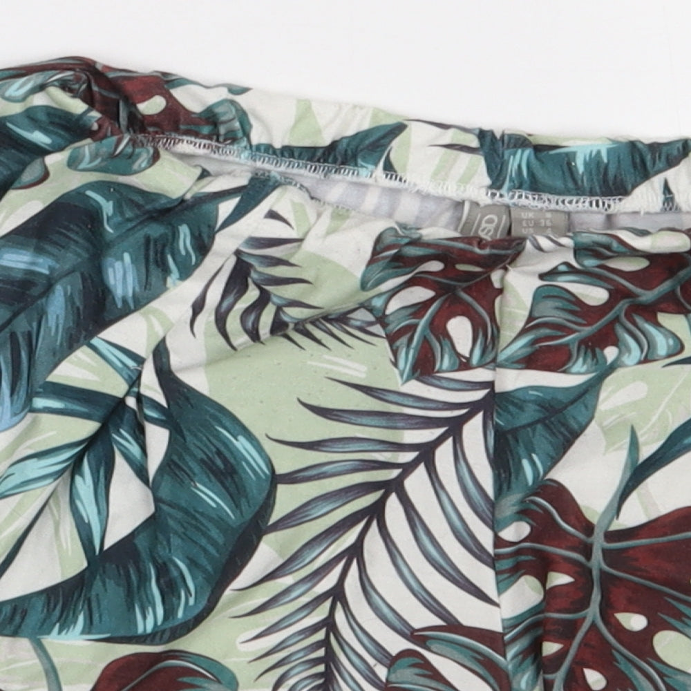 ASOS Womens Green Geometric Polyester Sweat Shorts Size 8 L3 in Regular