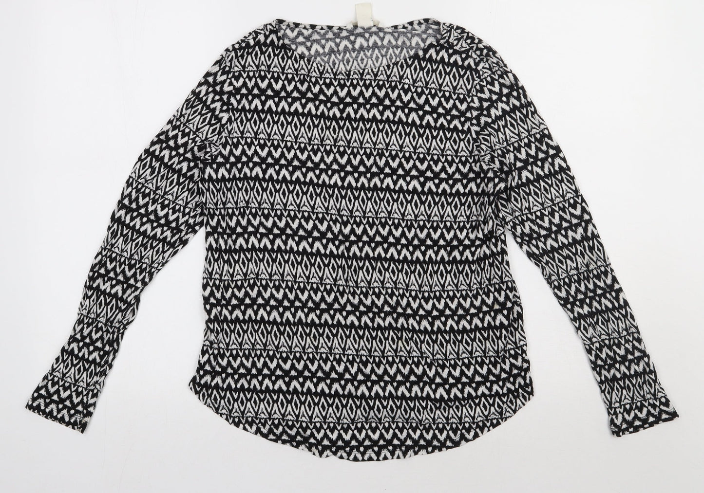 H&M Womens Black Geometric Viscose Pullover Sweatshirt Size L  Pullover