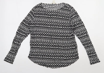 H&M Womens Black Geometric Viscose Pullover Sweatshirt Size L  Pullover