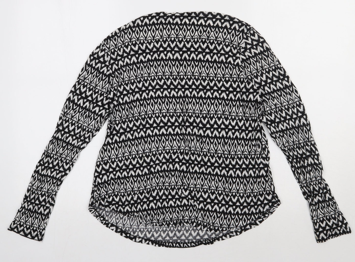 H&M Womens Black Geometric Viscose Pullover Sweatshirt Size L  Pullover