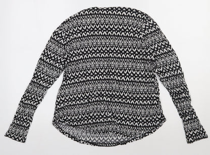 H&M Womens Black Geometric Viscose Pullover Sweatshirt Size L  Pullover