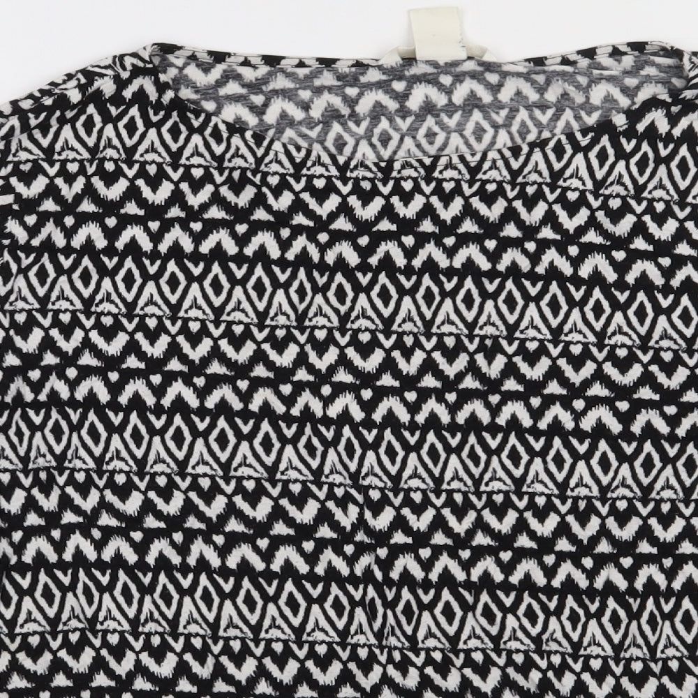 H&M Womens Black Geometric Viscose Pullover Sweatshirt Size L  Pullover