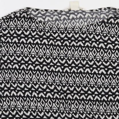 H&M Womens Black Geometric Viscose Pullover Sweatshirt Size L  Pullover