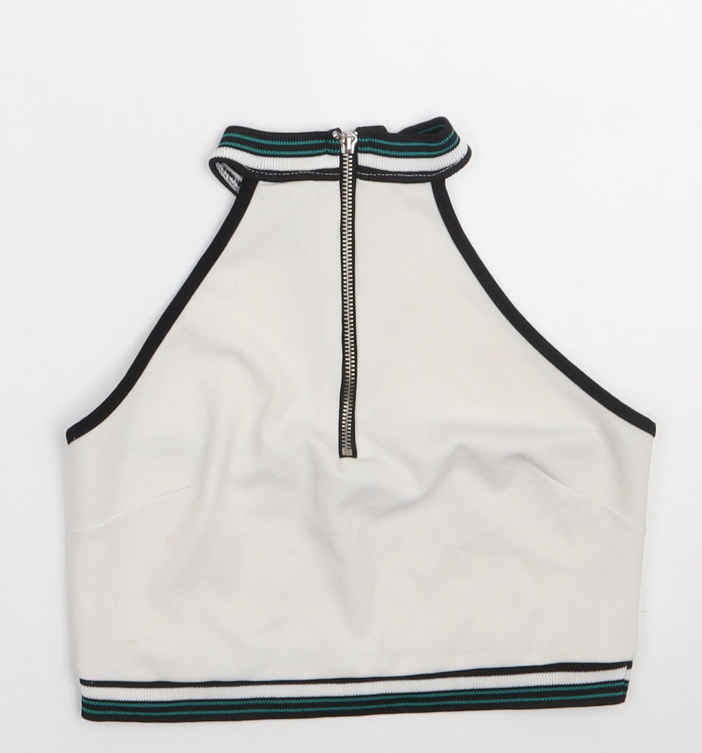 I X London Womens White  Polyester Cropped Tank Size M Crew Neck