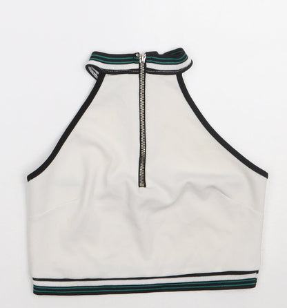 I X London Womens White  Polyester Cropped Tank Size M Crew Neck