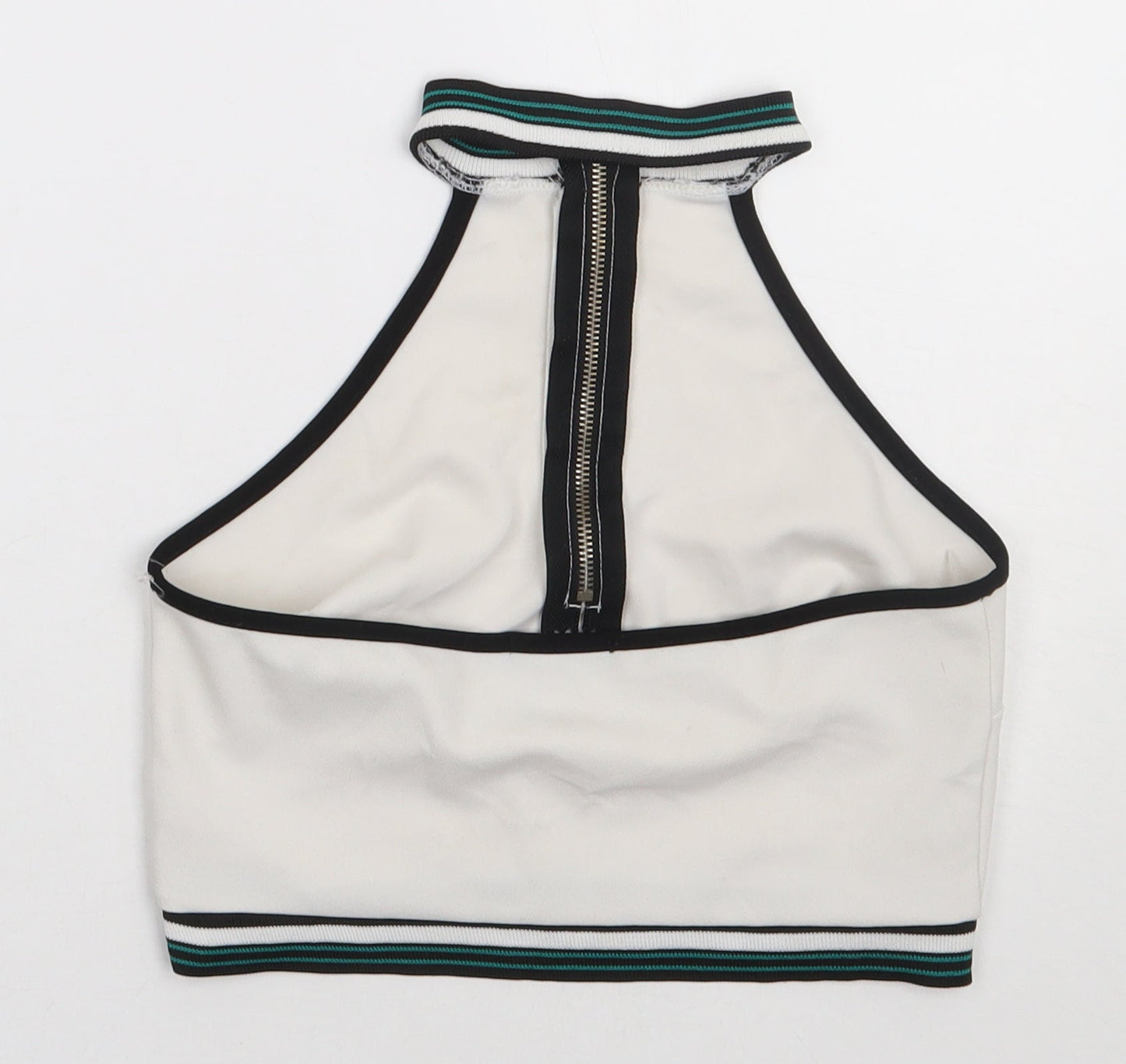 I X London Womens White  Polyester Cropped Tank Size M Crew Neck