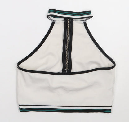 I X London Womens White  Polyester Cropped Tank Size M Crew Neck