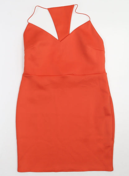 ASOS Womens Orange  Polyester Bodycon  Size 14  V-Neck Pullover