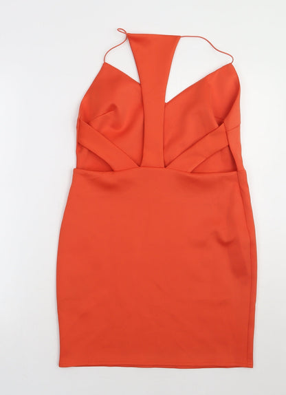 ASOS Womens Orange  Polyester Bodycon  Size 14  V-Neck Pullover