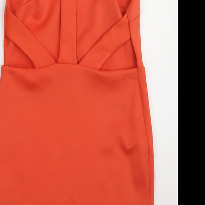 ASOS Womens Orange  Polyester Bodycon  Size 14  V-Neck Pullover