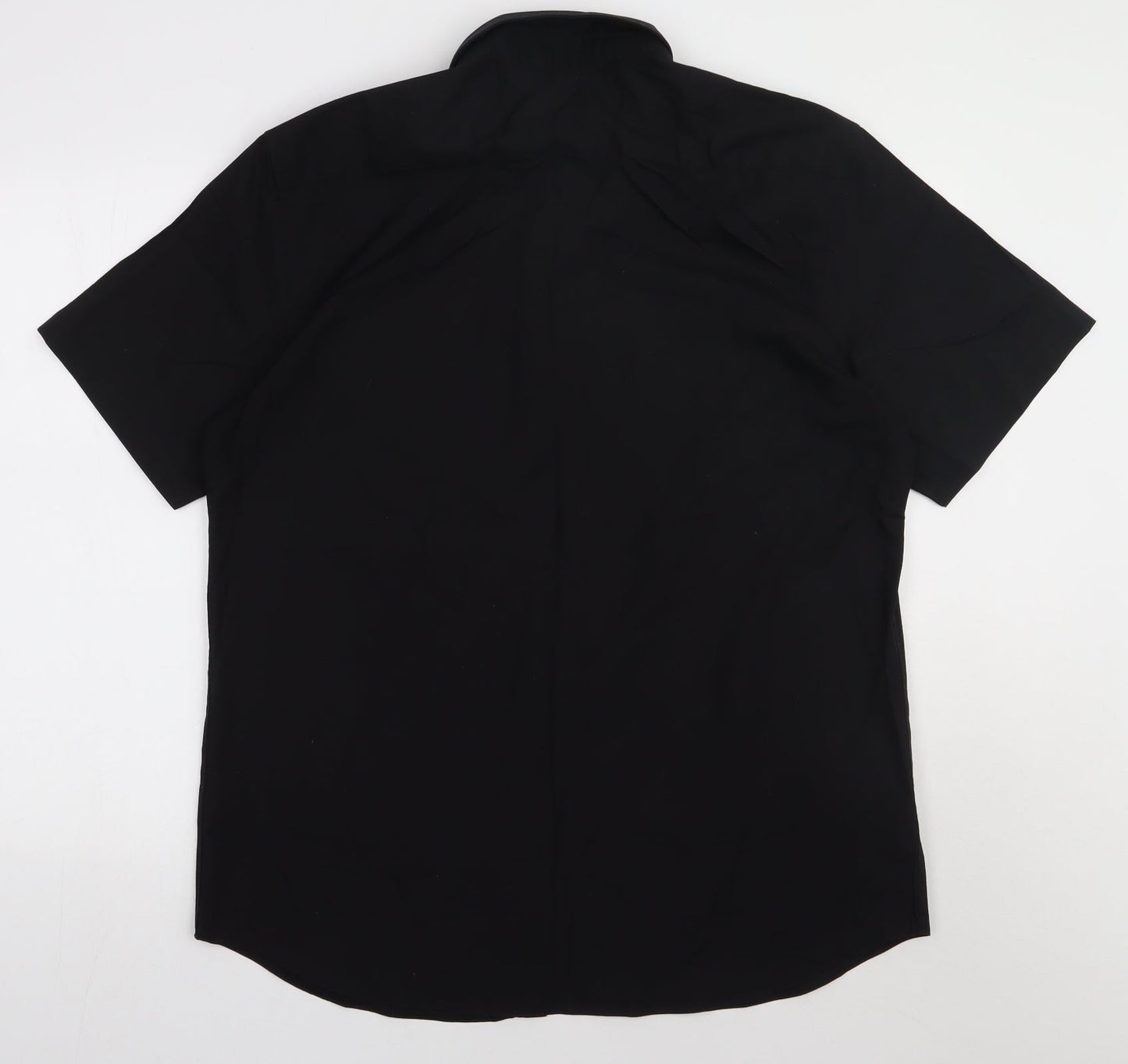 Matalan Mens Black  Cotton  Polo Size 16.5 Collared Button