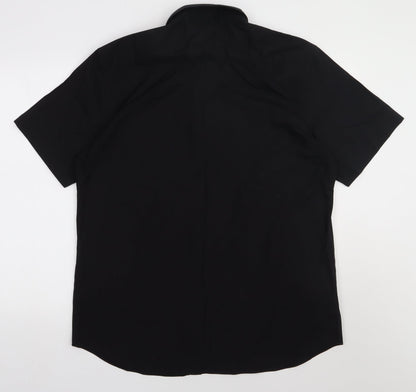 Matalan Mens Black  Cotton  Polo Size 16.5 Collared Button