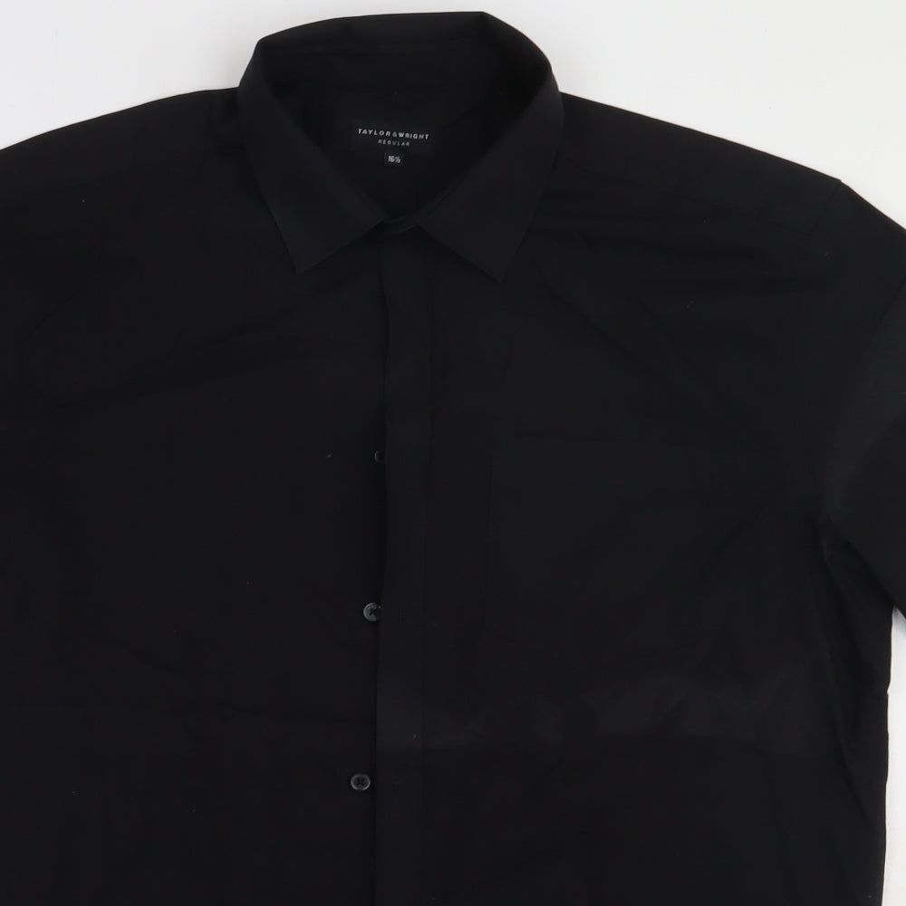 Matalan Mens Black  Cotton  Polo Size 16.5 Collared Button