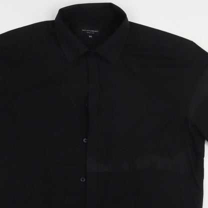 Matalan Mens Black  Cotton  Polo Size 16.5 Collared Button