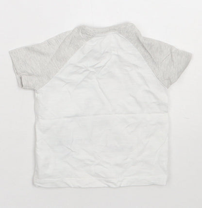 George Boys White  Cotton Basic T-Shirt Size 0-3 Months Crew Neck Buckle - my mummy loves me