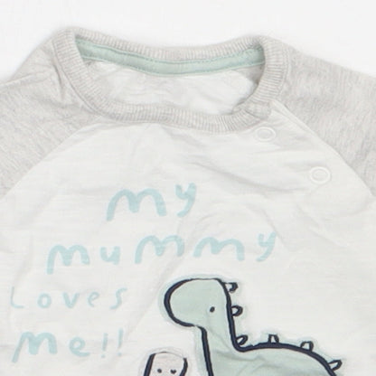 George Boys White  Cotton Basic T-Shirt Size 0-3 Months Crew Neck Buckle - my mummy loves me